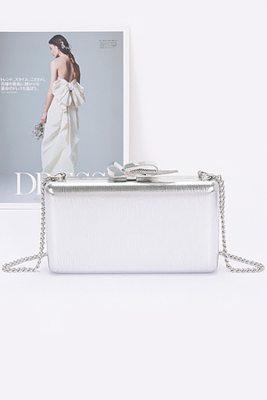Metal Ribbon Top Case Clutch