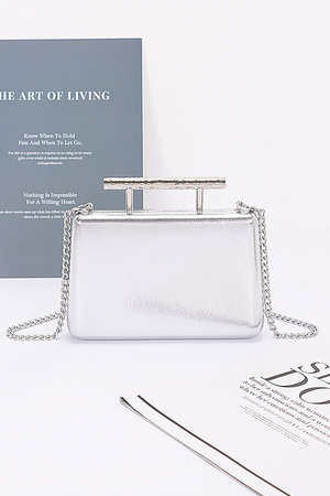 Metal Handle Top Case Clutch