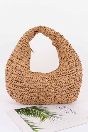 Faux Straw Braided Bindle Bag