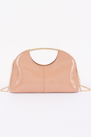 Enamel Faux Leather metal Handle Clutch