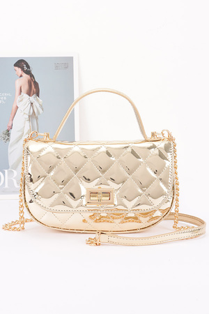 Quilted Enamel flap Bag