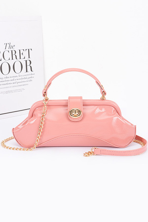 Enamel Faux Leather Top Handle Party Clutch