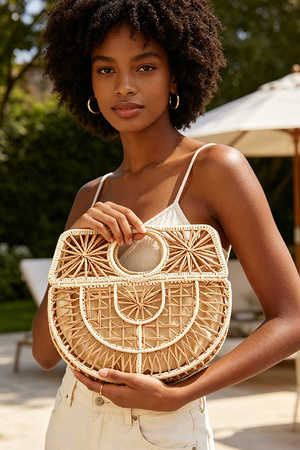 Handmade Faux Straw Handle Bag