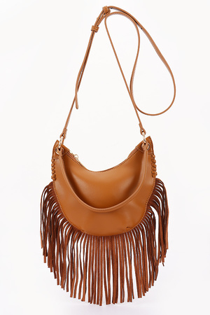 Faux Leather Fringed Crossbody Bag