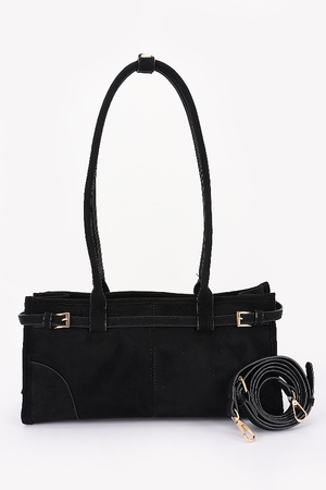 Suede Shoulder Bag with Straps