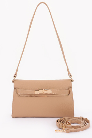 Faux Leather Chic Buckle Crossbody Bag