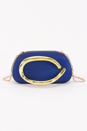 Metal Handle Satin Clutch