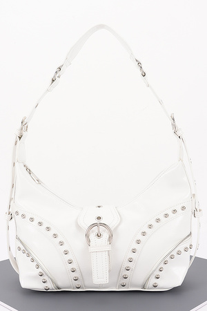 Faux Leather Metal Buckle Shoulder Bag