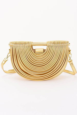 Metallic Faux Leather Noodle Bag