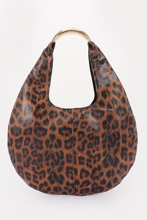 Leopard Print Faux Leather Hobo Bag