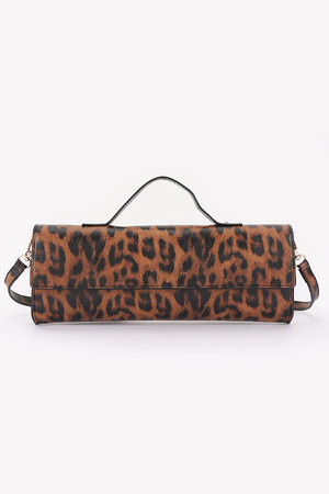 Leopard Print Faux Leather Clutch