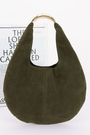 Faux Suede Leather Hobo Bag