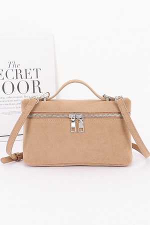 Faux Suede Leather Cosmetic Bag