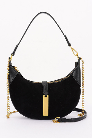 Faux Suede Leather Hobo Bag
