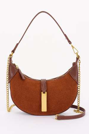 Faux Suede Leather Hobo Bag