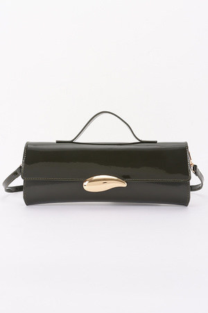 Enamel Faux Leather Clutch