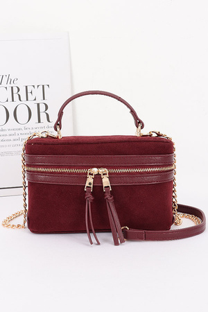 Faux Suede Leather Cosmetic Bag