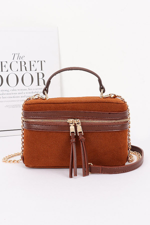 Faux Suede Leather Cosmetic Bag