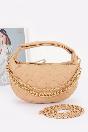 Quilted Faux Leather Chain Bag