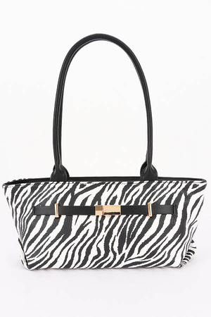 Zebra Print Faux Leather Shoulder Bag