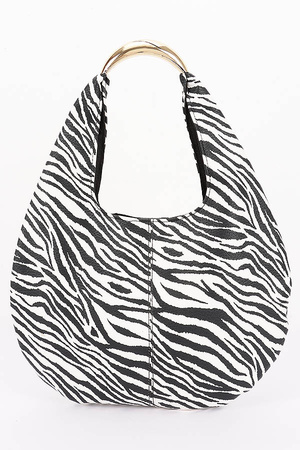 Zebra Print Faux Leather Hobo Bag