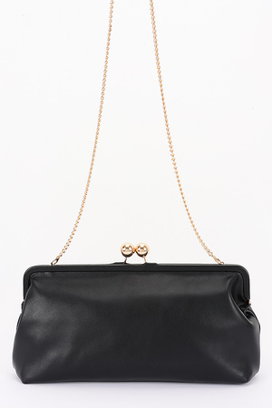 Faux Leather Frame Oversize Clutch