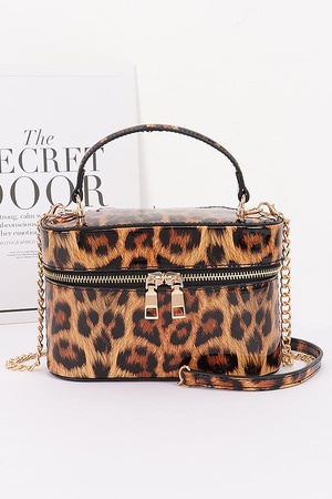 Enamel Faux Leather Cosmetic Bag