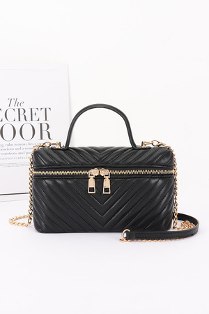 Quilted Vegan Leather Vanity Case Bag