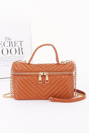 Quilted Vegan Leather Vanity Case Bag