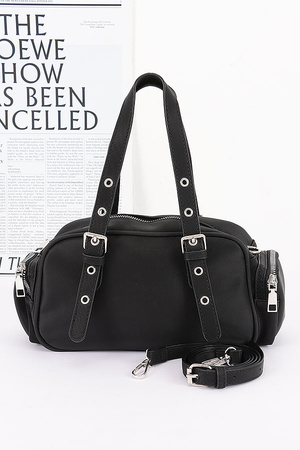 Vegan Leather Pockets Shoulder Bag