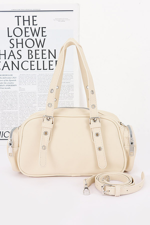 Vegan Leather Pockets Shoulder Bag