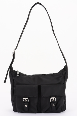 Vegan Leather Metal Studded Shoulder Bag