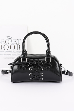 Vegan Leather Lace up Bowling Bag