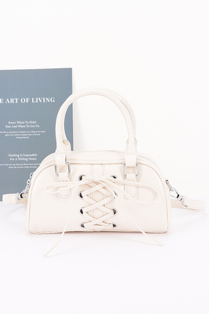 Vegan Leather Lace up Bowling Bag