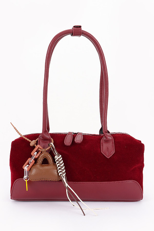 Vegan Suede and Leather Boston Bag