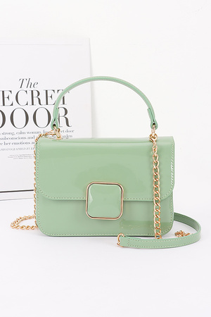Patent Vegan Leather Top Handle Bag