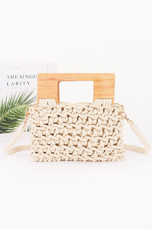 Woven Bag with Wooden Handle