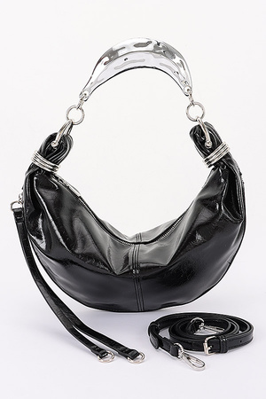 Metallic Faux Leather Shoulder Bag