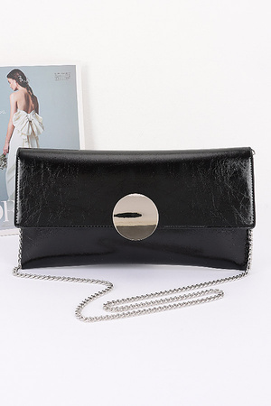Metallic Faux Leather Clutch Bag