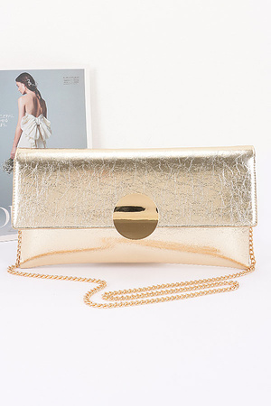 Metallic Faux Leather Clutch Bag