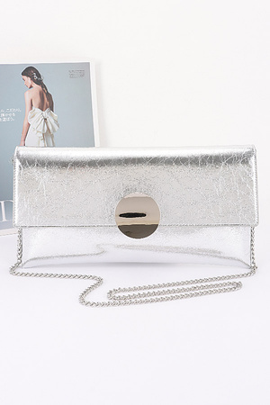 Metallic Faux Leather Clutch Bag