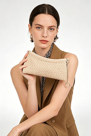 Vegan Leather Braided Metal Frame Bag