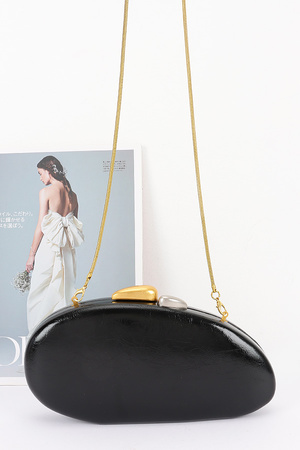 Metallic Faux Leather Clutch Bag