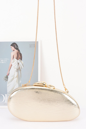 Metallic Faux Leather Clutch Bag