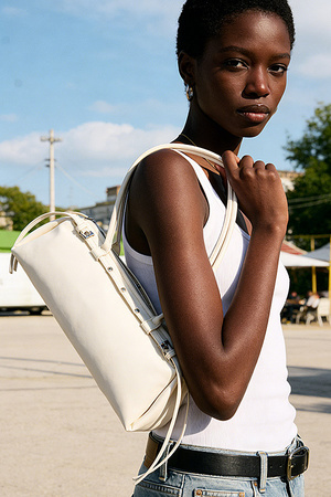 Vegan Leather long Baguette Shoulder Bag