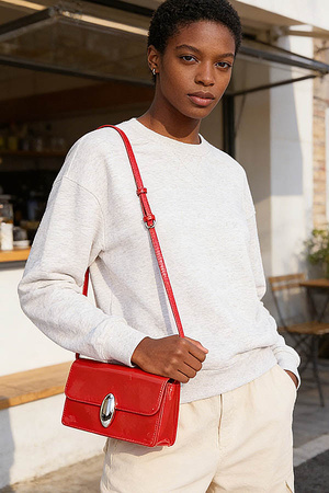 Patent Leather Flap Shoulder Bag