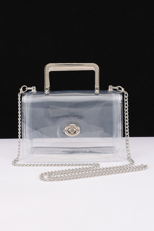 Metal Handle Flap Clear Bag