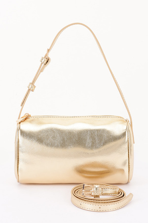 Faux Leather Box Shoulder Bag