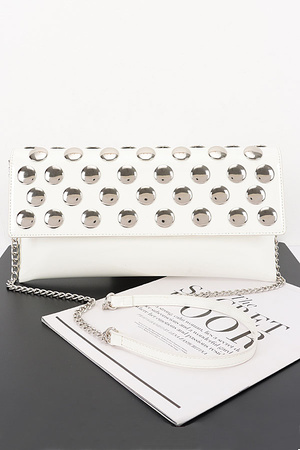 Patent Leather Metal Studded Clutch
