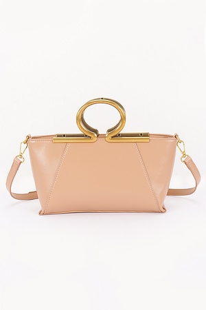 Vegan Leather Metal Handle Bag